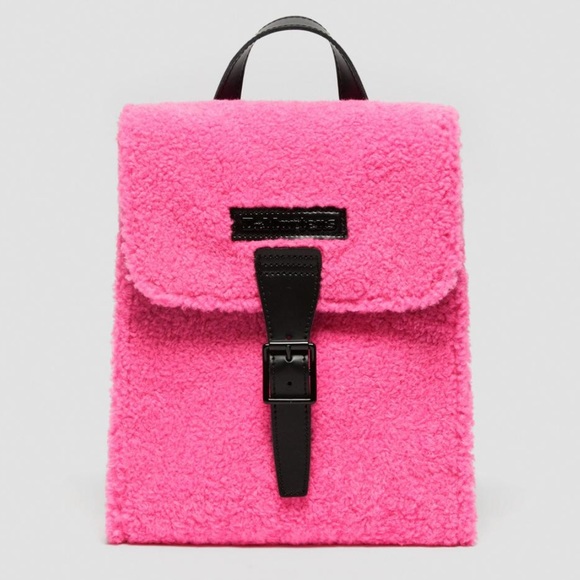 Dr. Martens Handbags - NWT DR MARTENS MINI FAUX SHEARLING HOT PINK AND BLACK BACKPACK!